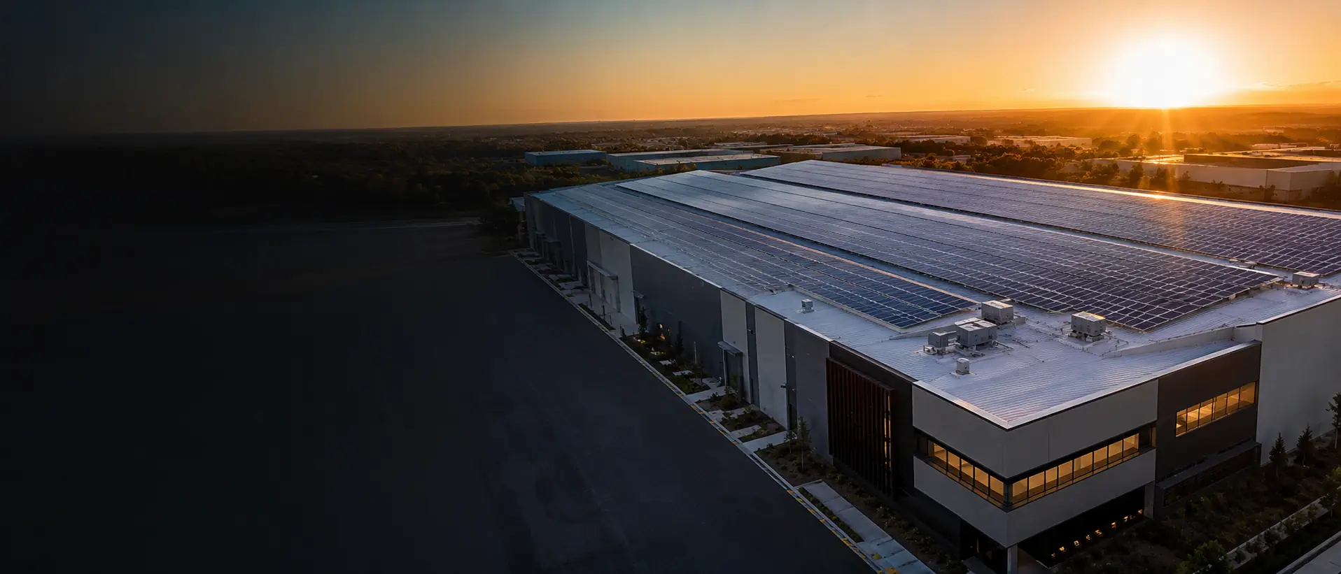 Solar panels across a commercial rooftop